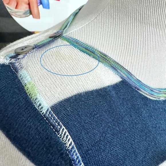 Stacia Striped Bamboo Tencel Top Blue White Size XSMALL 3/4 Sleeves - Picture 5 of 9